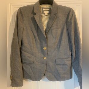 J. Crew Women's Classic Schoolboy Gray Blazer with Gold Buttons Size 2